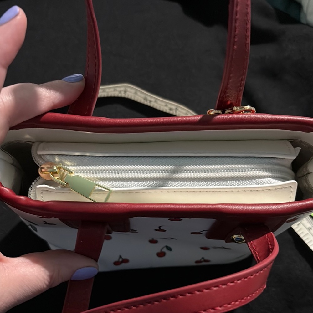 Charming Red and White Cherry Crossbody Bag with Cherry Bag Charm - Picture 5 of 5